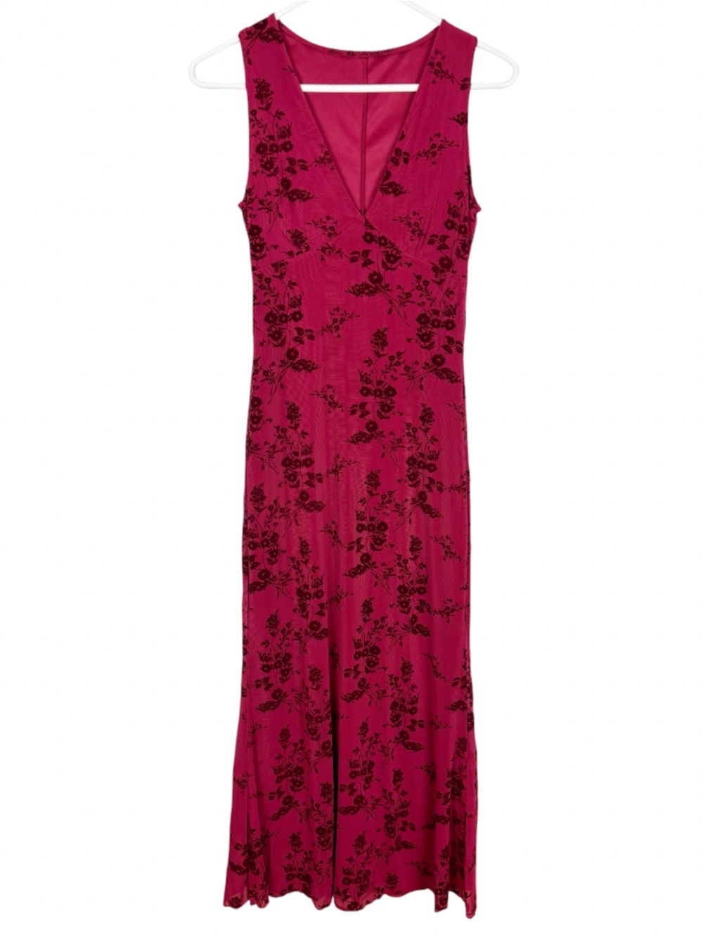 Motel Rocks Gabriela Dress Midi Botanical Flower Maroon Small Mesh Whimsigoth - Picture 5 of 10